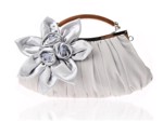 Fest taske - konval; sød festtaske/ fest clutch i sølvgrå med sød blomst